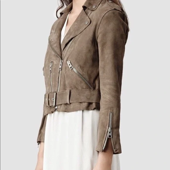 All Saints Suede Western Biker Jacket - Picture 2 of 6